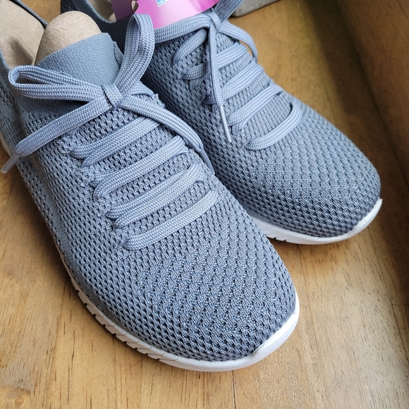 Skechers Faux Lace Stretch Knit Slip-On Sneakers | Outplay | Slate | 9.5 - Picture 6 of 9